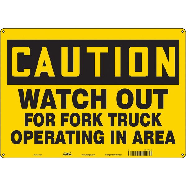 Safety Sign, 14 in H, 20 in W, Aluminum, Horizontal Rectangle, English, 476P68