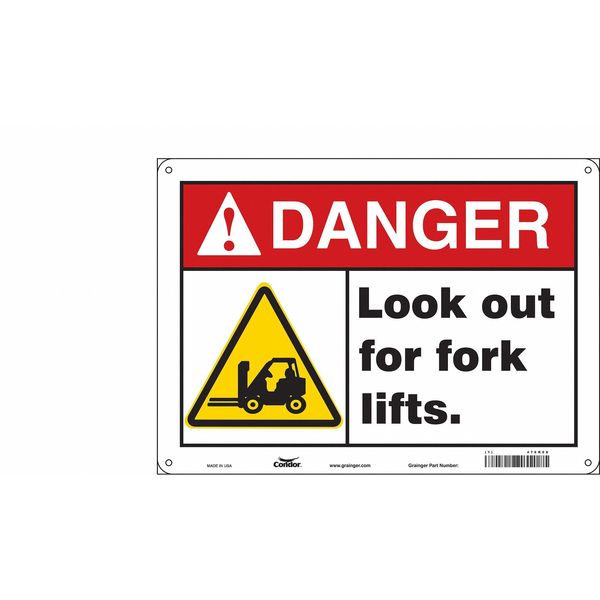 Safety Sign, 10 in Height, 14 in Width, Aluminum, Horizontal Rectangle, English, 476R08