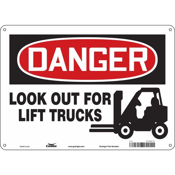 Safety Sign, 10 in Height, 14 in Width, Aluminum, Horizontal Rectangle, English, 476R14