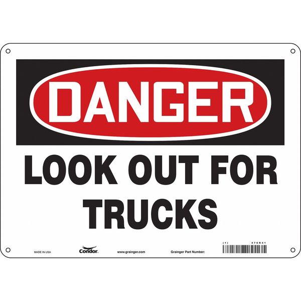 Safety Sign, 10 in Height, 14 in Width, Aluminum, Horizontal Rectangle, English, 476R41