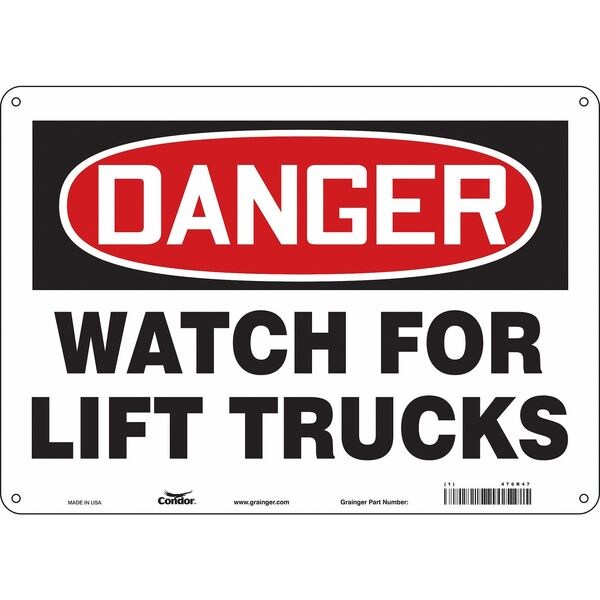 Safety Sign, 10 in Height, 14 in Width, Aluminum, Horizontal Rectangle, English, 476R47