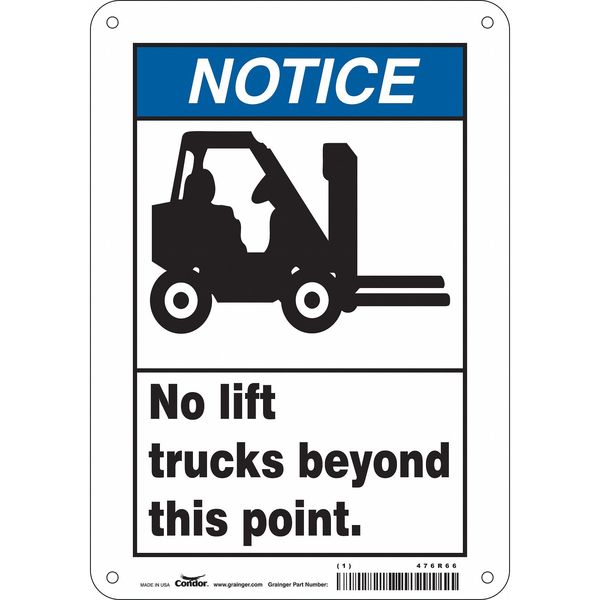 Safety Sign, 10 in Height, 7 in Width, Aluminum, Horizontal Rectangle, English, 476R66
