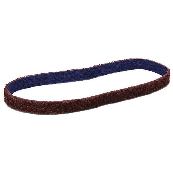 Sanding Belt, 1/4 in W, 24 in L, Non-Woven, Aluminum Oxide, Medium, DF-BL, Maroon