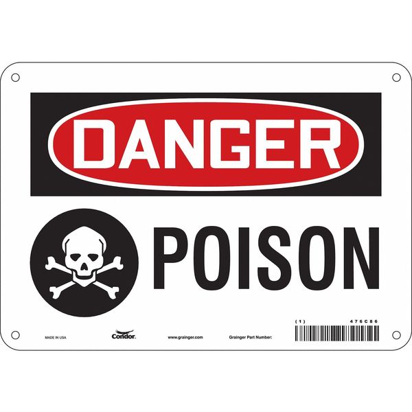 Chemical Sign, 7 in H, 10 in W, Vertical Rectangle, English, 476C86