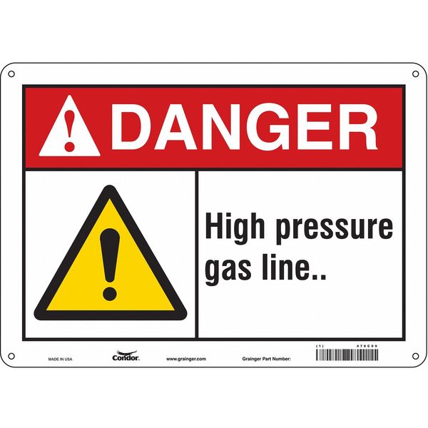 Safety Sign, 10 in Height, 14 in Width, Aluminum, Horizontal Rectangle, English, 476C09
