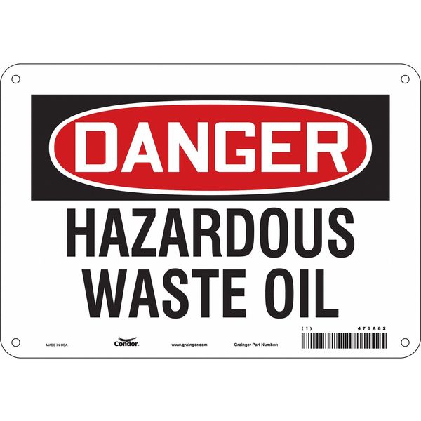Chemical Sign, 7 in H, 10 in W, Vertical Rectangle, English, 476A82