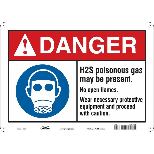 Safety Sign, 10 in Height, 14 in Width, Aluminum, Horizontal Rectangle, English, 476A16