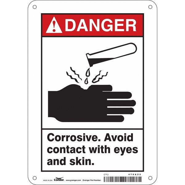 Safety Sign, 10 in Height, 7 in Width, Aluminum, Horizontal Rectangle, English, 476A22
