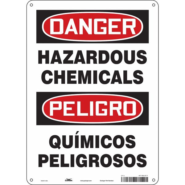 Safety Sign, 14 in Height, 10 in Width, Aluminum, Vertical Rectangle, English, Spanish, 476A37