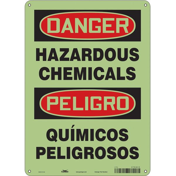 Safety Sign, 14 in Height, 10 in Width, Polyethylene, Vertical Rectangle, English, Spanish, 476A43