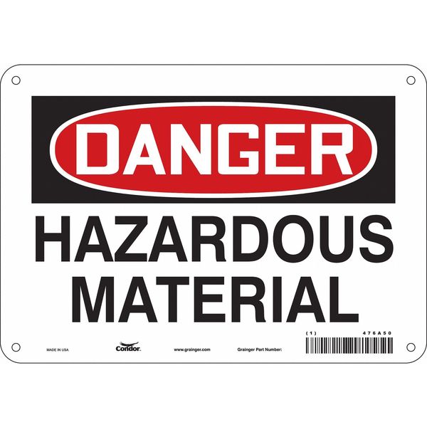 Chemical Sign, 7 in H, 10 in W, Vertical Rectangle, English, 476A50