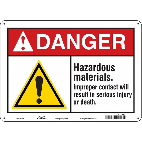 Safety Sign, 10 in Height, 14 in Width, Aluminum, Horizontal Rectangle, English, 476A67