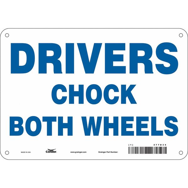 Safety Sign, 7 in Height, 10 in Width, Aluminum, Vertical Rectangle, English, 477D34