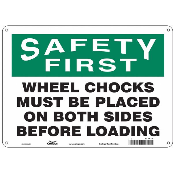Safety Sign, 10 in Height, 14 in Width, Aluminum, Horizontal Rectangle, English, 477F80