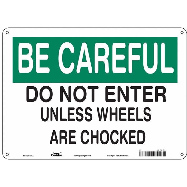 Safety Sign, 10 in Height, 14 in Width, Aluminum, Horizontal Rectangle, English, 477F73