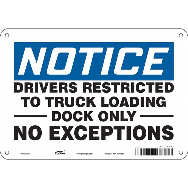 Safety Sign, 7 in Height, 10 in Width, Aluminum, Vertical Rectangle, English, 477F08