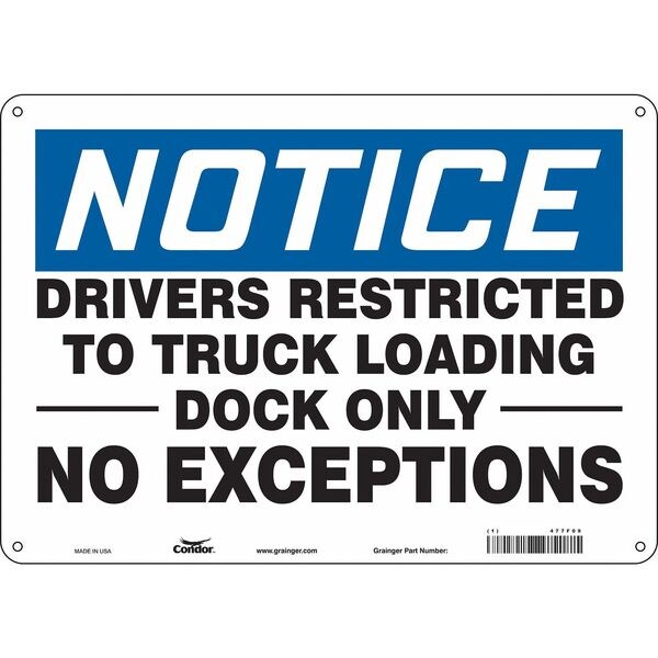 Safety Sign, 10 in Height, 14 in Width, Aluminum, Horizontal Rectangle, English, 477F09