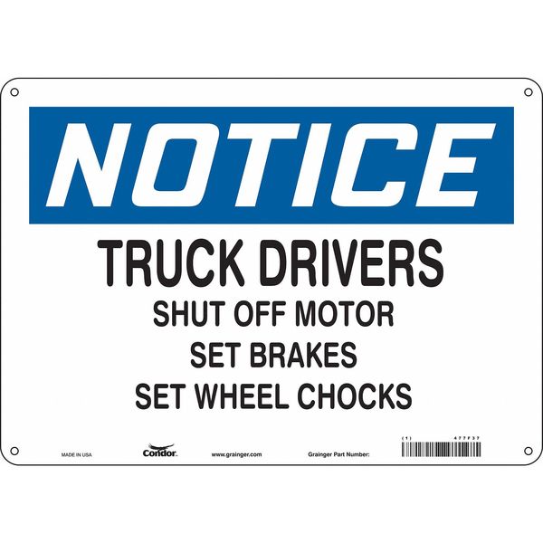 Safety Sign, 10 in Height, 14 in Width, Aluminum, Horizontal Rectangle, English, 477F37