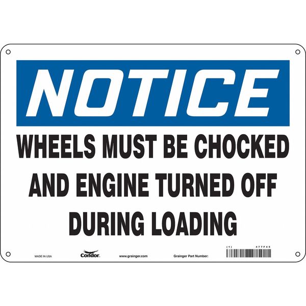 Safety Sign, 10 in Height, 14 in Width, Aluminum, Horizontal Rectangle, English, 477F45