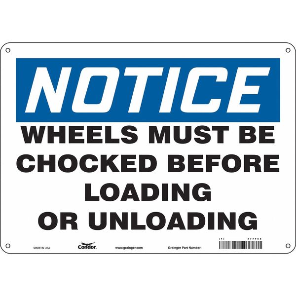 Safety Sign, 10 in Height, 14 in Width, Aluminum, Horizontal Rectangle, English, 477F55
