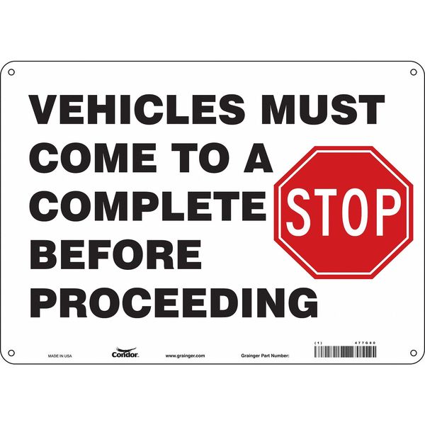 Safety Sign, 10 in Height, 14 in Width, Aluminum, Horizontal Rectangle, English, 477G80