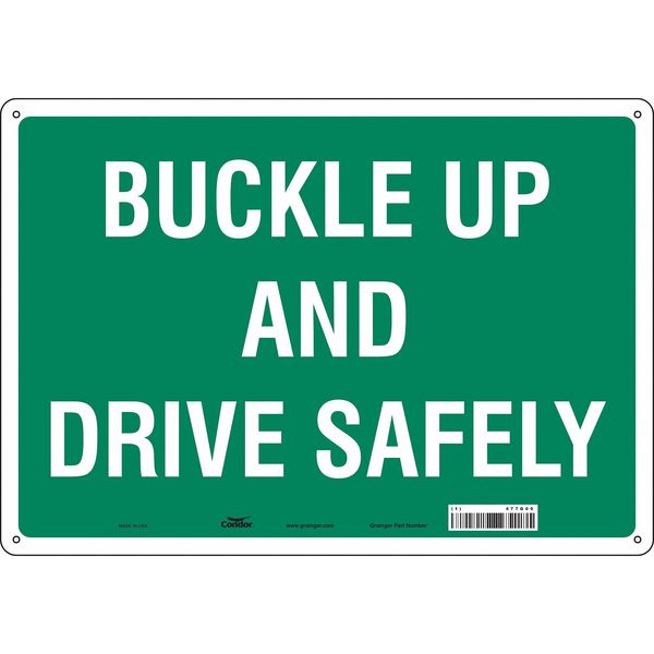 Safety Sign, 14 in H, 20 in W, Aluminum, Horizontal Rectangle, English, 477G09