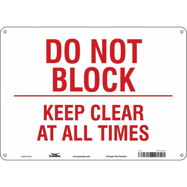 Safety Sign, 10 in Height, 14 in Width, Aluminum, Horizontal Rectangle, English, 477J34