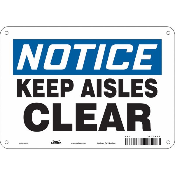 Safety Sign, 7 in Height, 10 in Width, Aluminum, Vertical Rectangle, English, 477K99
