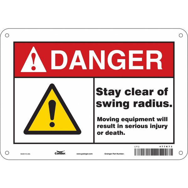 Safety Sign, 7 in Height, 10 in Width, Aluminum, Vertical Rectangle, English, 477K73