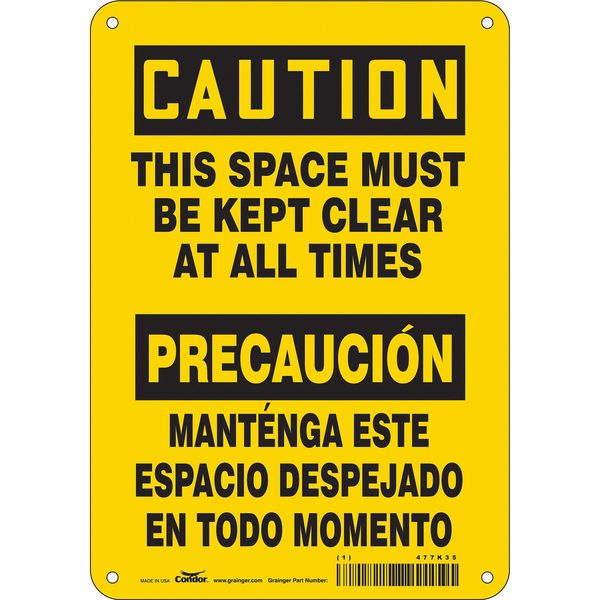 Safety Sign, 10 in Height, 7 in Width, Aluminum, Horizontal Rectangle, English, Spanish, 477K35