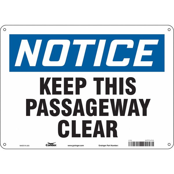 Safety Sign, 10 in Height, 14 in Width, Aluminum, Horizontal Rectangle, English, 477L14
