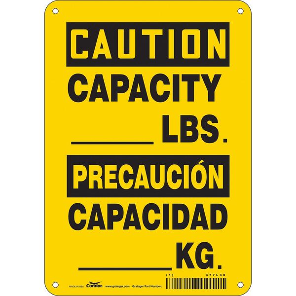 Safety Sign, 10 in Height, 7 in Width, Aluminum, Horizontal Rectangle, English, Spanish, 477L30