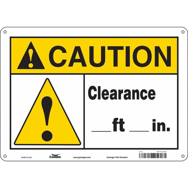 Safety Sign, 10 in Height, 14 in Width, Aluminum, Horizontal Rectangle, English, 477L50