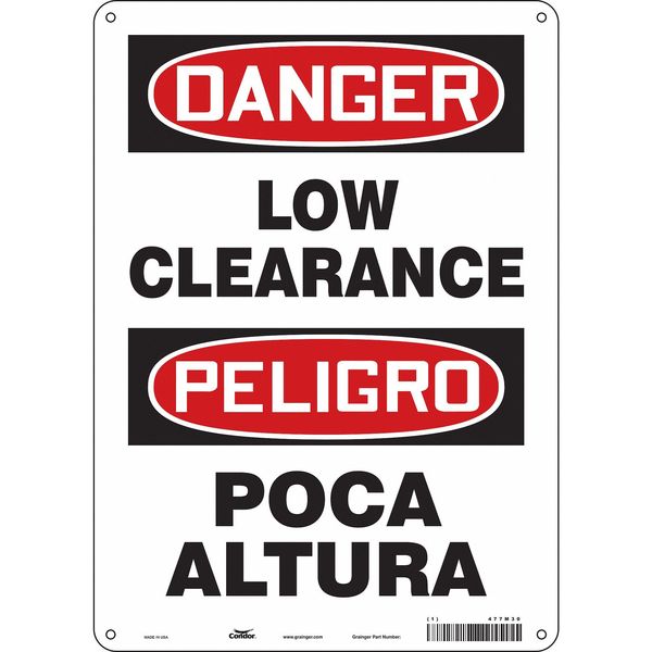 Safety Sign, 14 in Height, 10 in Width, Aluminum, Vertical Rectangle, English, Spanish, 477M30