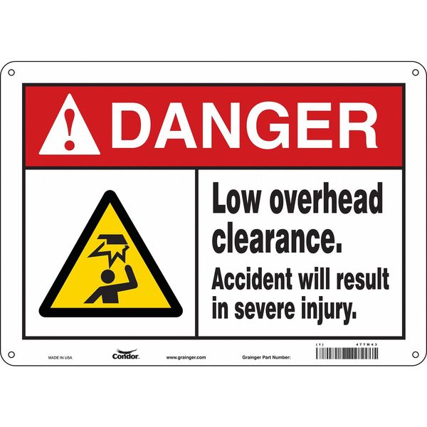 Safety Sign, 10 in Height, 14 in Width, Aluminum, Horizontal Rectangle, English, 477M43