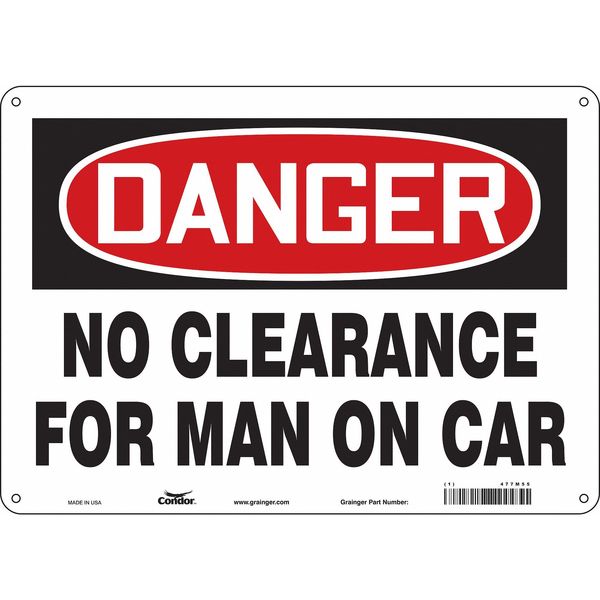 Safety Sign, 10 in Height, 14 in Width, Aluminum, Horizontal Rectangle, English, 477M55