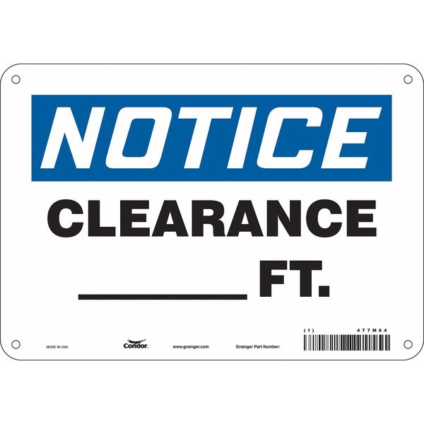 Safety Sign, 7 in Height, 10 in Width, Aluminum, Vertical Rectangle, English, 477M64