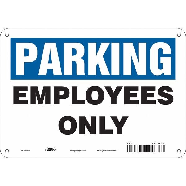 Employee, Faculty & Staff Parking Sign, 7 in H, 10 in W, Aluminum, Horizontal Rectangle, 477N01