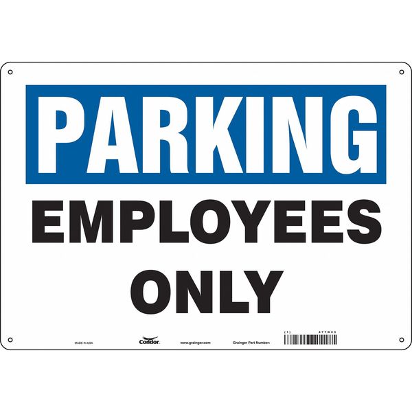 Employee, Faculty & Staff Parking Sign, 14 in H, 20 in W, Aluminum, Horizontal Rectangle, 477N03