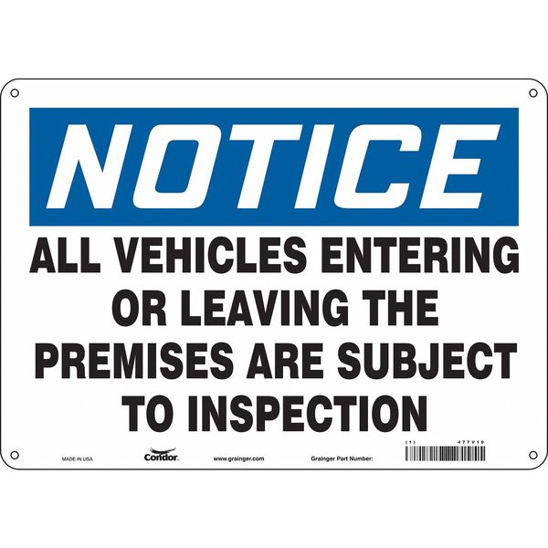 Traffic Sign, 10 in Height, 14 in Width, Aluminum, Horizontal Rectangle, English