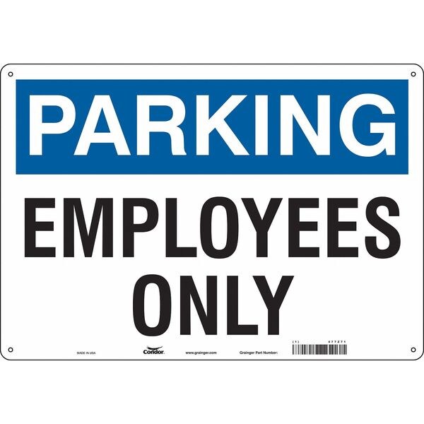 Employee, Faculty & Staff Parking Sign, 14 in H, 20 in W, Aluminum, Horizontal Rectangle, 477Z71