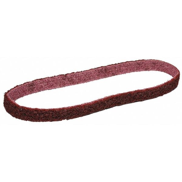 Sanding Belt, 1/4 in W, 24 in L, Coated/Non-Woven Blend, Aluminum Oxide, Medium, SC-BS, Maroon