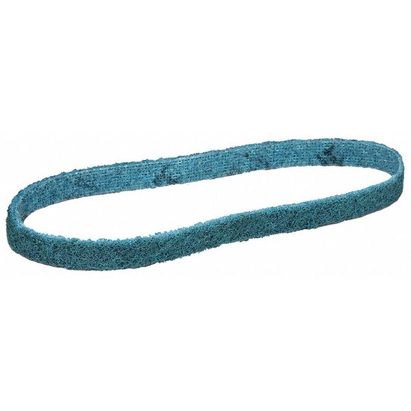 Sanding Belt, 1/4 in W, 18 in L, Coated/Non-Woven Blend, Aluminum Oxide, Very Fine, SC-BS, Blue