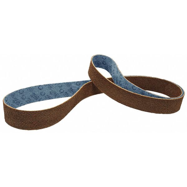 Sanding Belt, 2 in W, 72 in L, Coated/Non-Woven Blend, Aluminum Oxide, Coarse, SE-BL, Brown/Blue