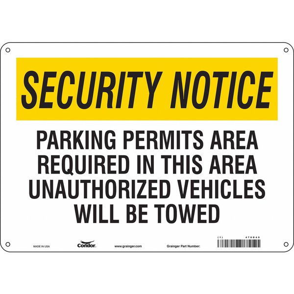 Safety Sign, 10 in Height, 14 in Width, Aluminum, Horizontal Rectangle, English, 478D49