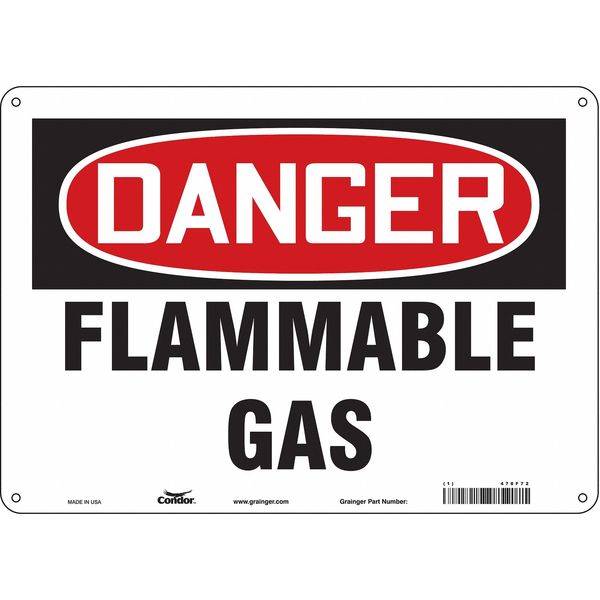Danger Sign, 10 in H, 14 in W, Horizontal Rectangle, English, 478F72