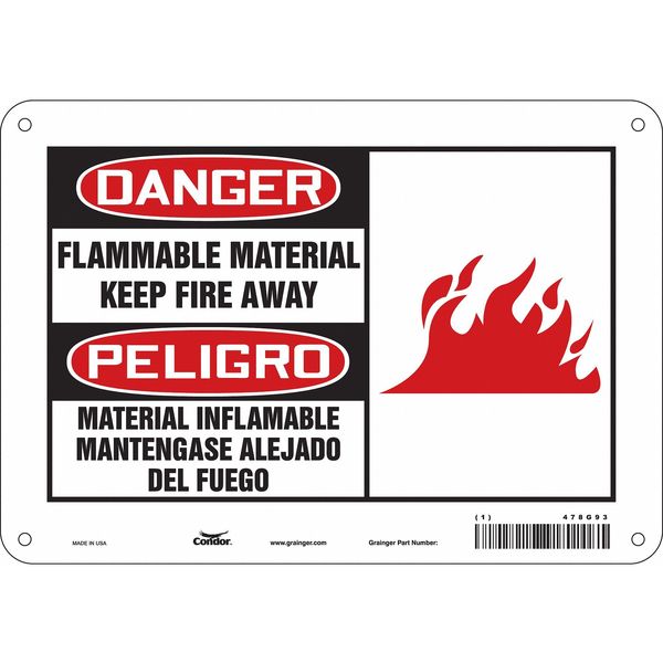 Safety Sign, 7 in H, 10 in W, Vertical Rectangle, English, Spanish, 478G93