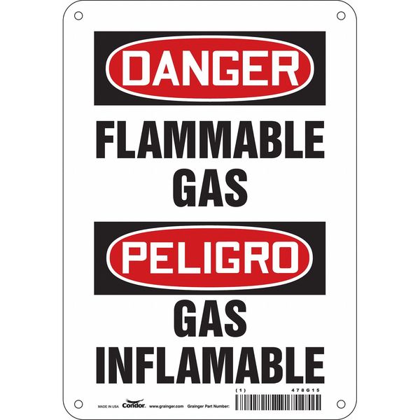 Danger Sign, 10 in H, 7 in W, Horizontal Rectangle, English, Spanish, 478G15