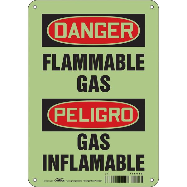 Safety Sign, 10 in H, 7 in W, Polyethylene, Horizontal Rectangle, English, Spanish, 478G19