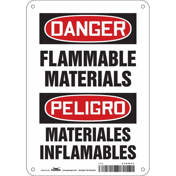 Danger Sign, 10 in H, 7 in W, Horizontal Rectangle, English, Spanish, 478H93